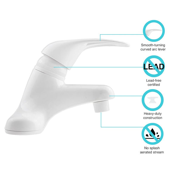 Dura Faucet Lavatory Faucet (MPN: DF-PL100-WT)