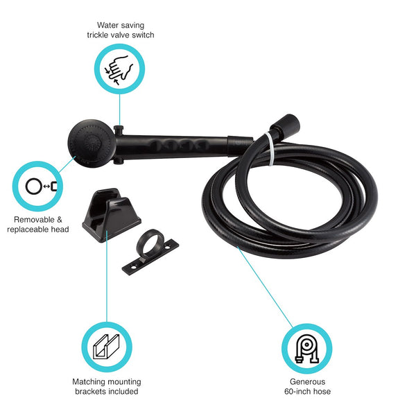 Dura Faucet Hand-Held Shower Head (MPN: DF-SA130-BK)