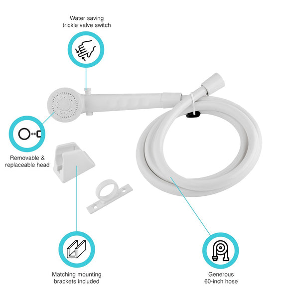 Dura Faucet Hand-Held Shower Head (MPN: DF-SA130-WT)