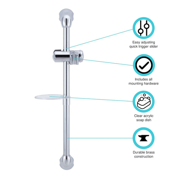 Dura Faucet Shower Head Slide Bar (MPN: DF-SA300CL-CP)
