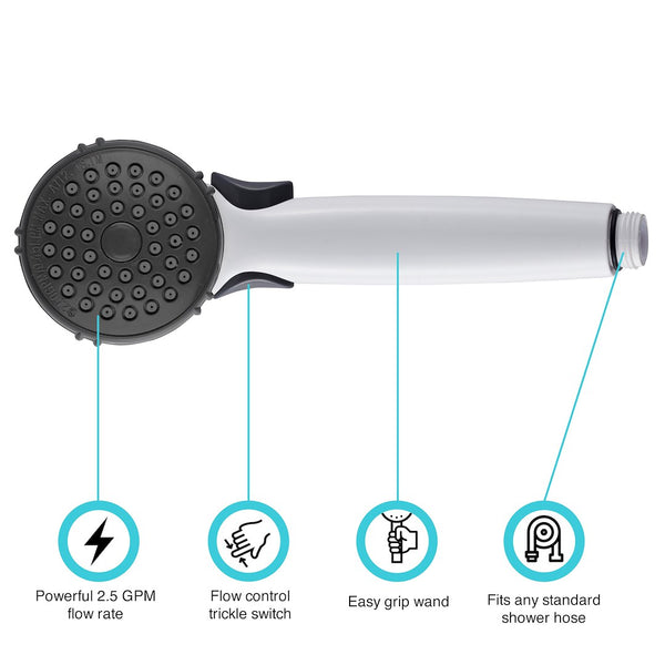 Dura Faucet Hand Held Shower Head (MPN: DF-SA400K-WT)