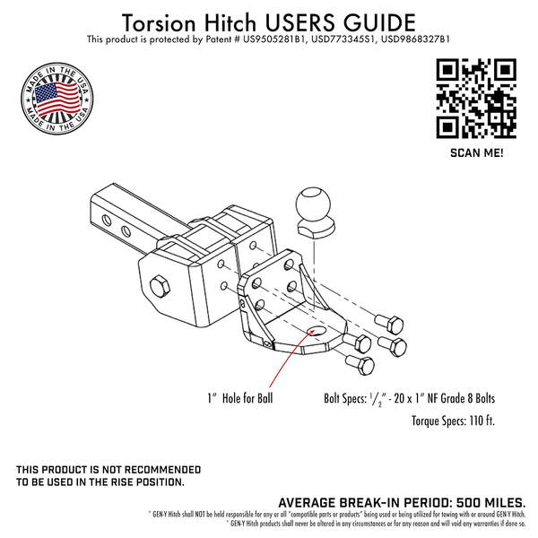 Gen-Y Hitch Glyder Torsion-Flex Ball Mount (MPN: GH-12005)