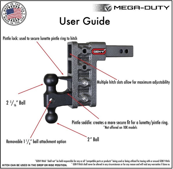 Gen-Y MEGA-DUTY Adjustable Trailer Hitch (MPN: GH-1725)