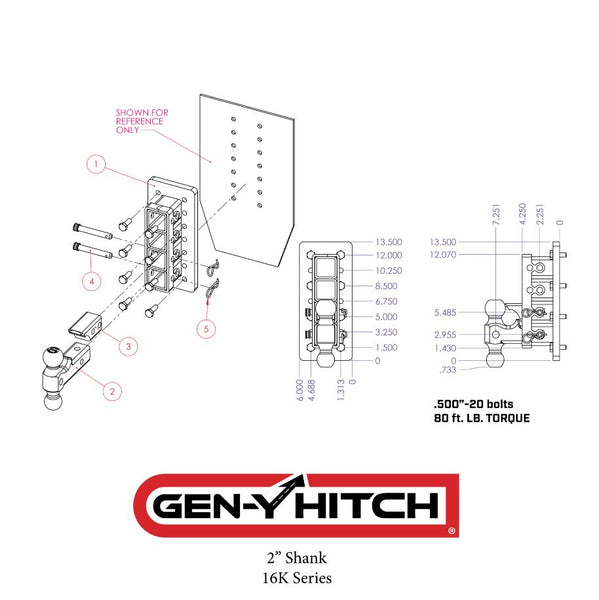 Gen-Y Mega-Duty Adjustable Bolt-On Hitch (MPN: GH-3024)