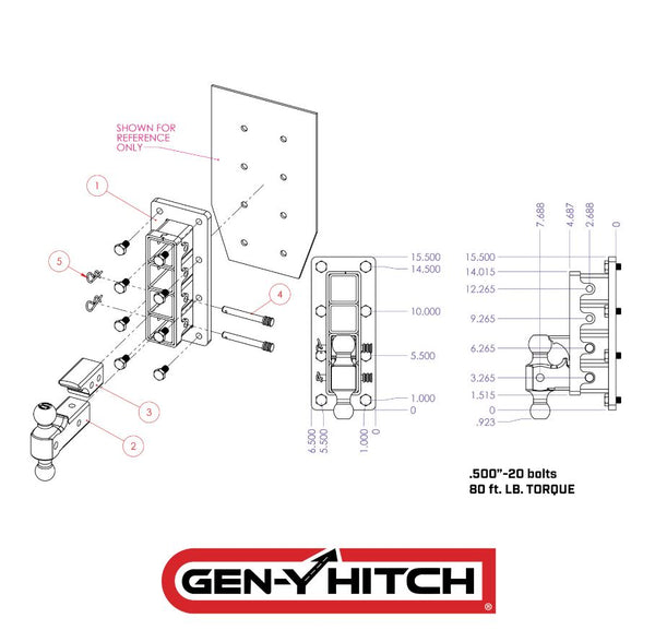 Gen-Y Mega-Duty Adjustable Bolt-On Hitch (MPN: GH-3024)