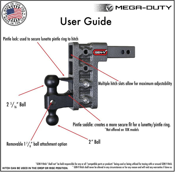 Gen-Y Mega-Duty Adjustable Trailer Hitch (MPN: GH-313)