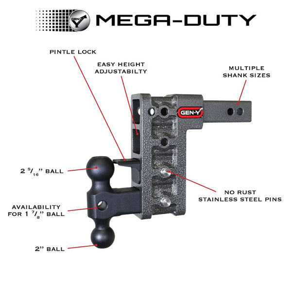 Gen Y Mega Duty Trailer Hitch Ball Mount (MPN: GH-323)