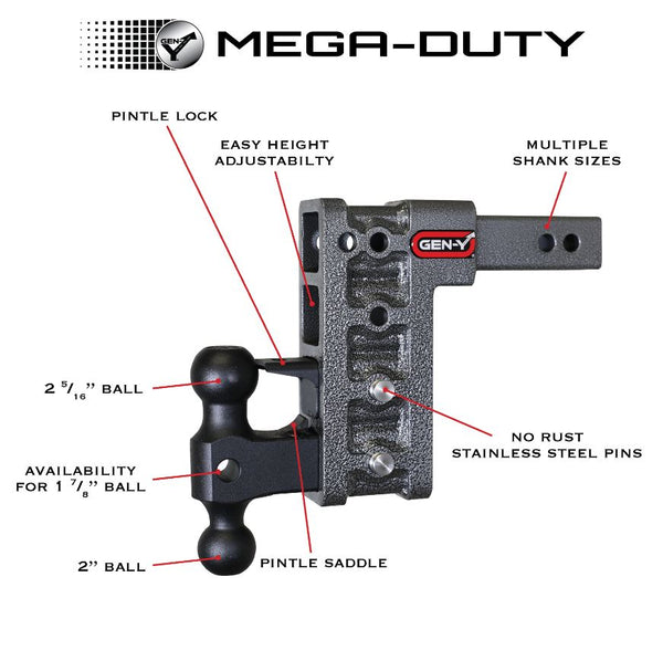 Gen Y Mega Duty Trailer Hitch Ball Mount (MPN: GH-924)
