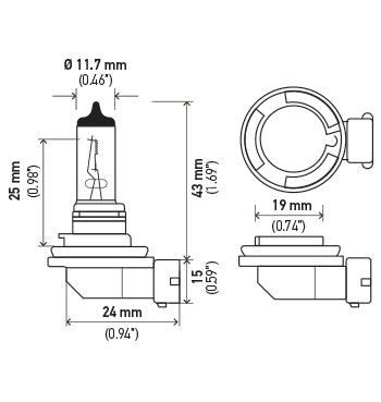 Hella Halogen Headlight Bulb (MPN: H11)