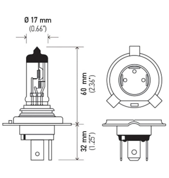HELLA Halogen Headlight Bulb (MPN: H4 24V 100/90W)