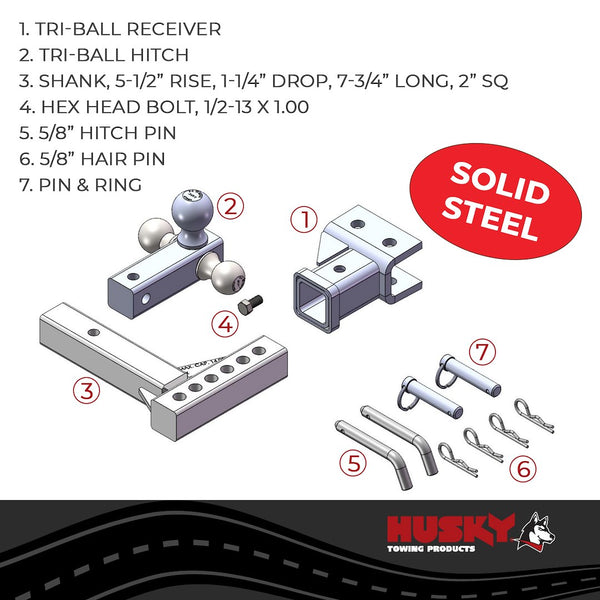Husky Towing Adjustable Trailer Hitch Ball Mount (MPN: 30001)