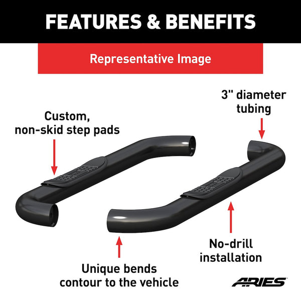 Aries 3 Inch Round Nerf Bar (MPN: 204018)