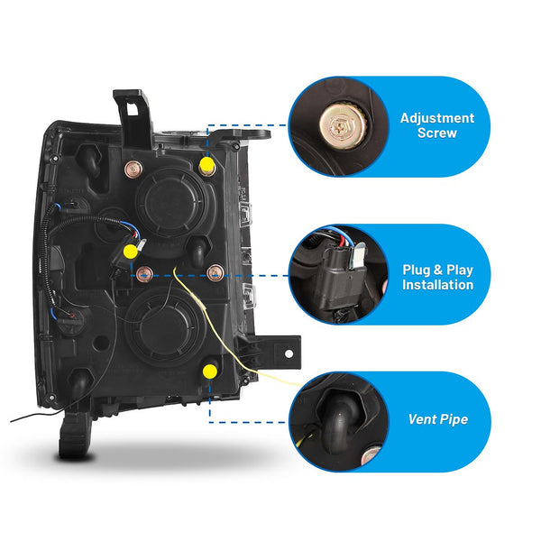 Winjet Headlight Assembly With Halogen Bulbs (MPN: CHWJ-0382C-B)