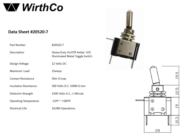 WirthCo Multi Purpose Toggle Switch (MPN: 20520)