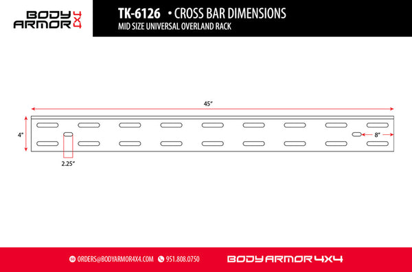 Body Armor 4x4 Bed Cargo Rack Cross Bar (MPN: TK-6126-CRSBAR)