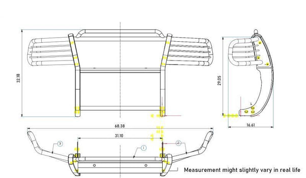 Black Horse Grille Guard Kit (MPN: 17FR20MA-PLFB)