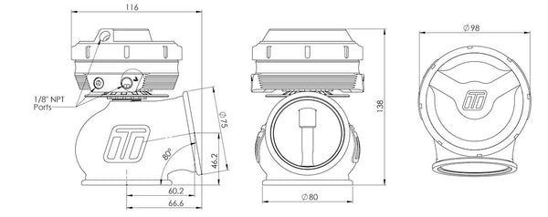 Turbo Smart Gen-V Power-Gate60 Wastegate (MPN: TS-0555-1202)