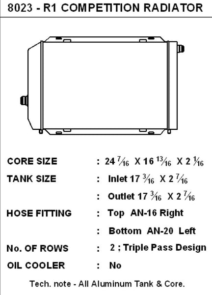 CSF Aluminum Race Radiator (MPN: 8023)