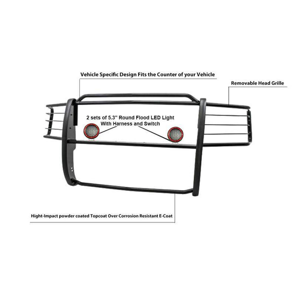 Black Horse Grille Guard Kit (MPN: 17FR20MA-PLFR)