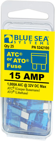 Blade Fuse 15 Amps 32 Volts DC Pack of 25 (MPN: 5242100-BSS)