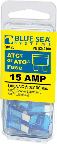 Blade Fuse 15 Amps 32 Volts DC Pack of 25 (MPN: 5242100-BSS)