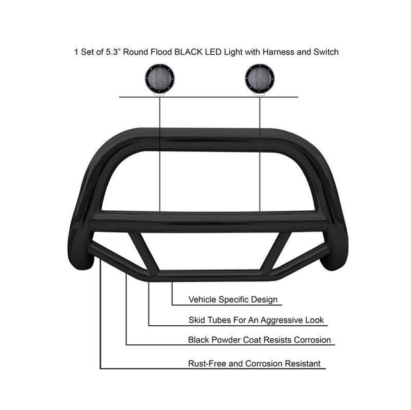 Black Horse Off Road Bull Bar (MPN: MBB-MIB8001-PLFB)