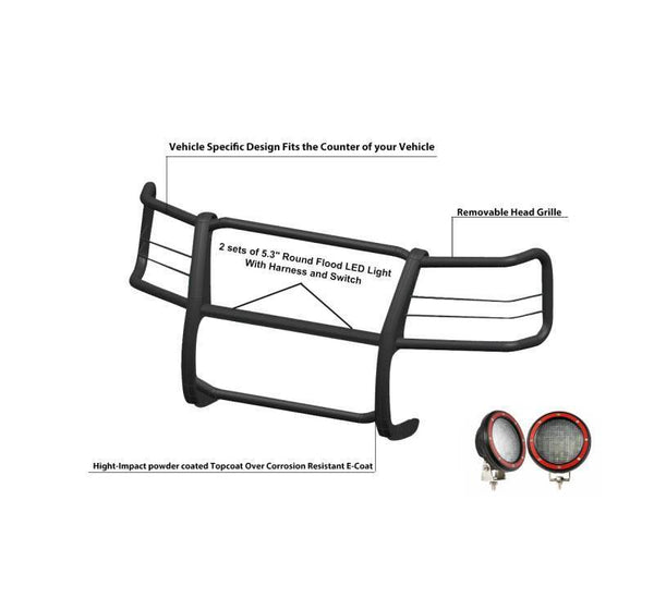 Black Horse Grille Guard Kit (MPN: 17GV02MA-PLFR)