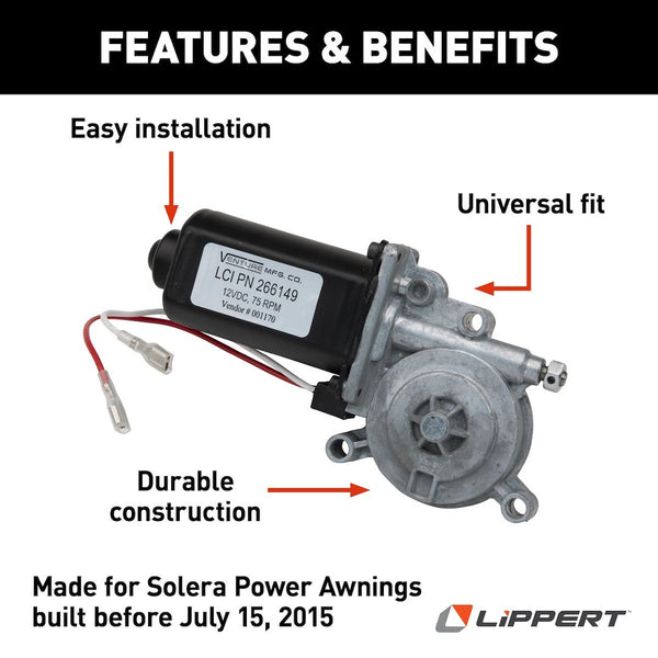 Lippert Components Solera Awning Motor (MPN: 266149)