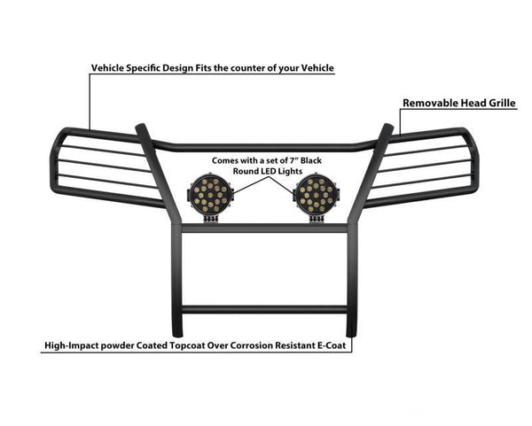 Black Horse Grille Guard Kit (MPN: 17H01MA-PLB)