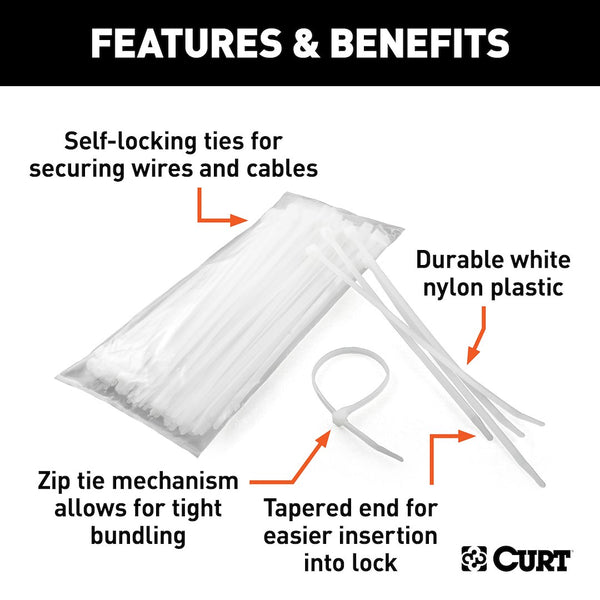 CURT Wire Tie - Zip Tie Style, 14-1/4 Inch Length (MPN: 59732)