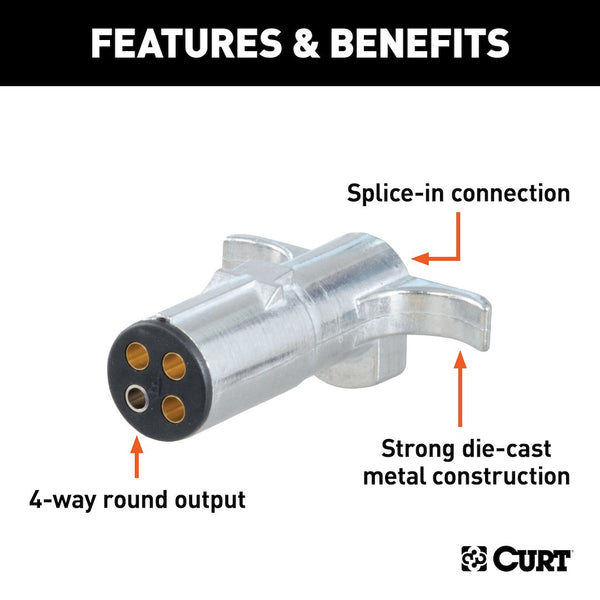 Curt 4-Way Round Trailer Wiring Connector (MPN: 58061)