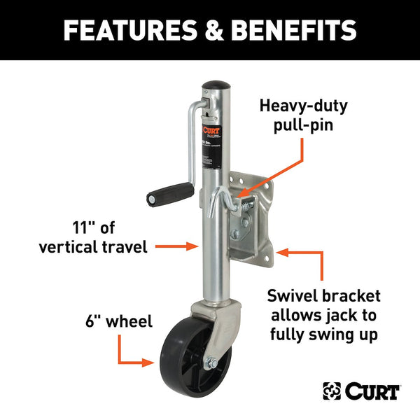 CURT Manual Sidewind Trailer Tongue Jack (MPN: 28112)