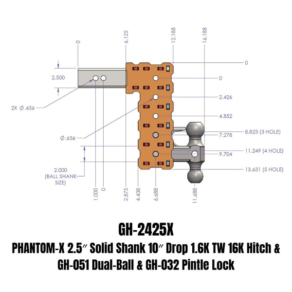 Gen-Y Hitch PHANTOM-X Drop Hitch (MPN: GH-2425X)