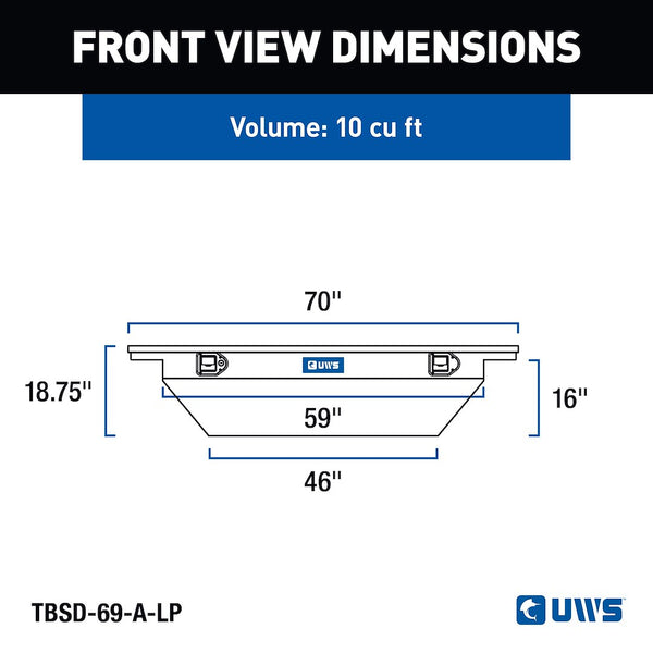UWS 69-Inch Heavy-Wall Aluminum Deep Angled Tool Box (MPN: EC10761)