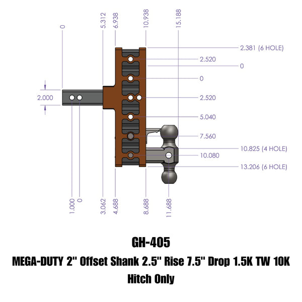 Gen-Y Hitch Mega-Duty Adjustable Drop Hitch (MPN: GH-405)