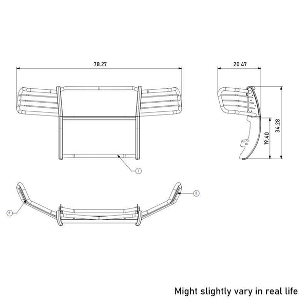 Black Horse Grille Guard Kit (MPN: 17GS10MA-PLB)