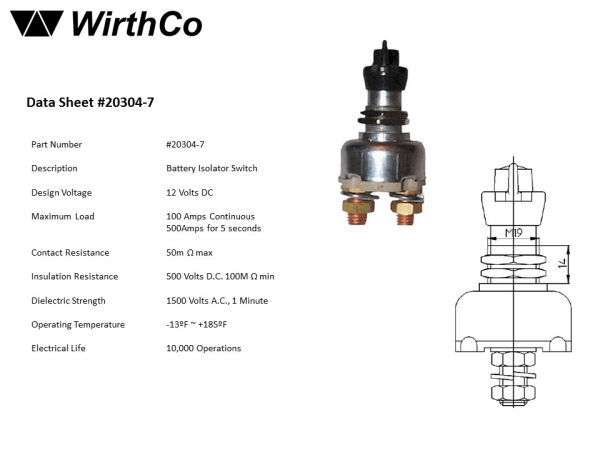 WirthCo Battery Disconnect Switch (MPN: 20304)