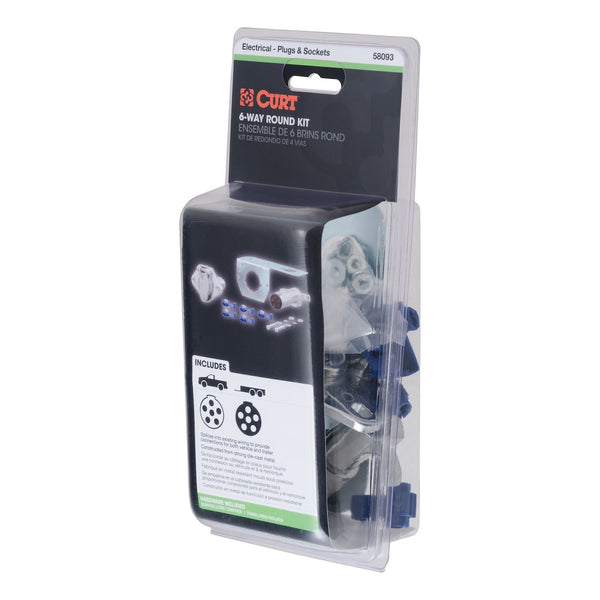 CURT 6-Way Round Trailer Wiring Connector Plug and Socket Kit (MPN: 58093)