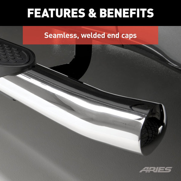 Aries 4 Inch Oval Nerf Bar With Step Pads (MPN: S225039-2)