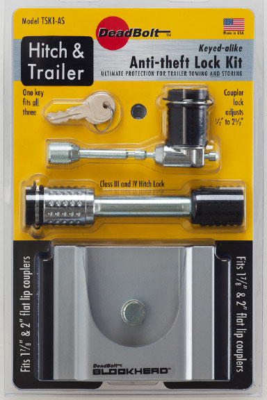 Trailer Coupler Lock for 2 Inch and 2-5/16 Inch Flat Lip Couplers (MPN: TSK3-AS)