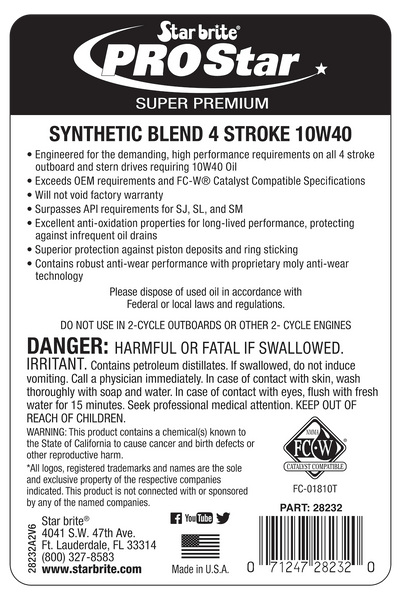 Star Brite Pro Star Synthetic Blend Oil (MPN: 028205)