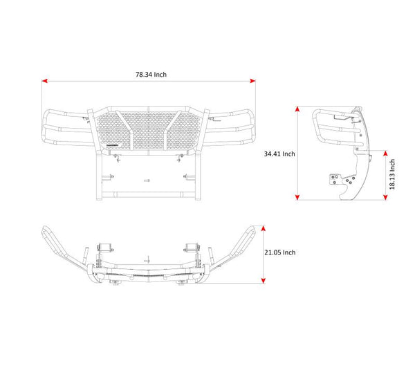 Black Horse Off Road Grille Guard (MPN: RU-CHTA07-B)