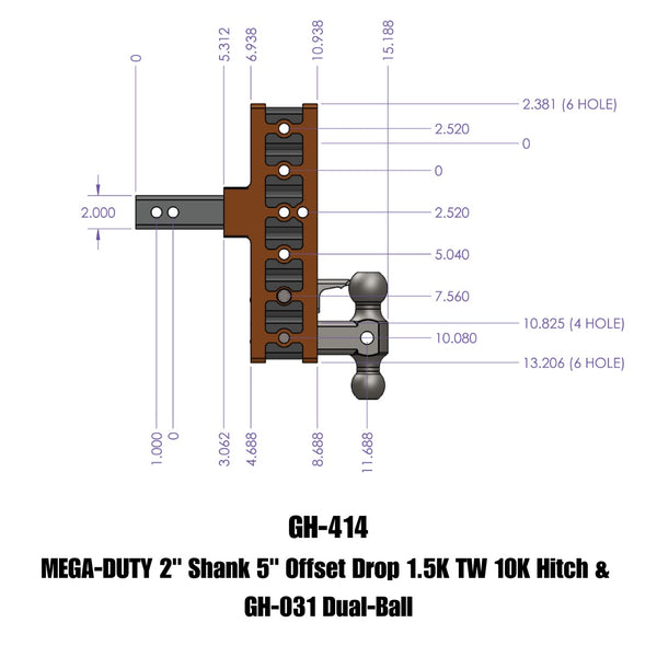 Gen-Y Hitch Mega-Duty Adjustable Drop Hitch (MPN: GH-414)