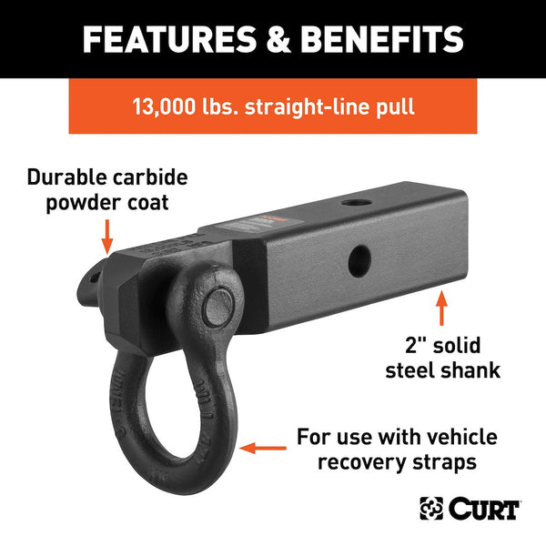 Curt D-Ring Shackle Mount for 2 Inch Receiver Hitch (MPN: 45832)
