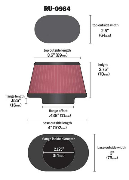 K&N Universal Washable Air Filter (MPN: RU-0984)