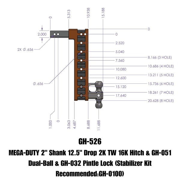 Gen-Y Hitch Mega-Duty Adjustable Drop Hitch (MPN: GH-526)