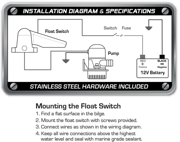 T-H Marine Bilge Pump Float Switch (MPN: BE-PL-57438-DP)