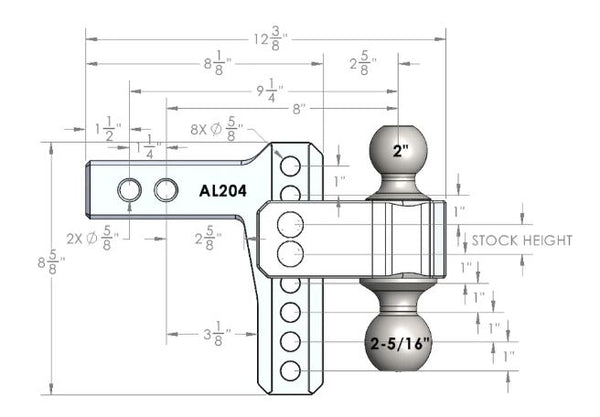 BulletProof Aluminum Trailer Hitch Ball Mount (MPN: AL204)