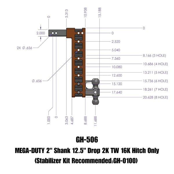Gen-Y Hitch Mega-Duty Adjustable Drop Hitch (MPN: GH-506)