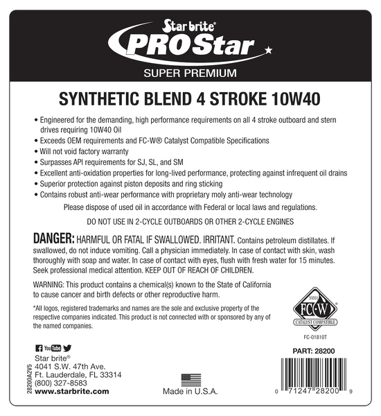Star Brite Pro Star Synthetic Blend Oil (MPN: 028205)